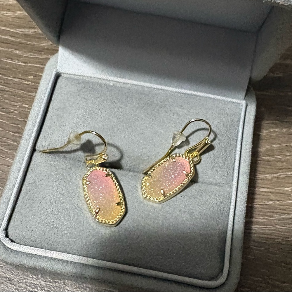 Kendra Scott Gold-Tone Pink Gradient Druzy Drop Earrings